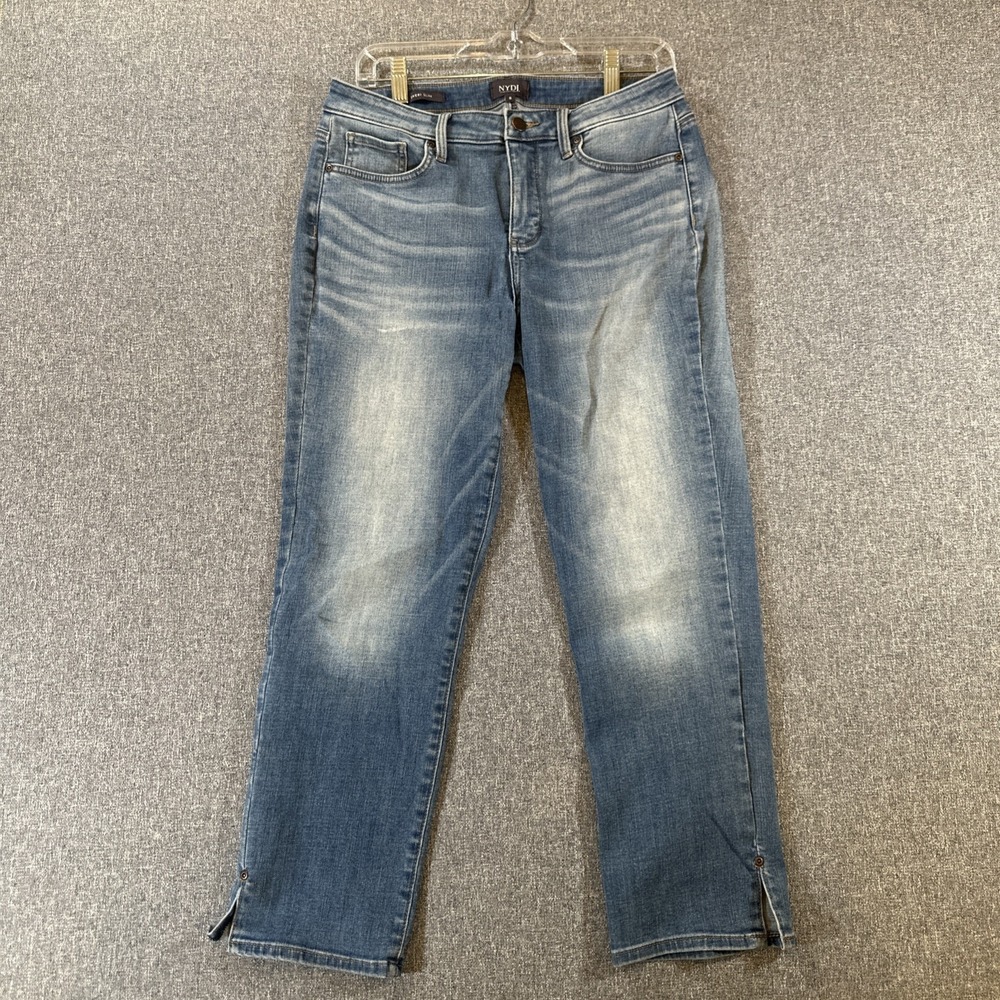 NYDJ Sheri Slim Womens Size 8 Lift Tuck Jeans Stretch Straight Denim Blue Y2K